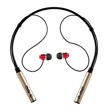 Bluetooth Headphones V4.1 Vibrating Call Alert Wireless Neckband Headset Stereo Earphones w/Microphone (GOLD) By Best shop (Bluetooth Headphones Best Call Quality)
