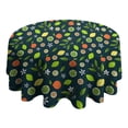 thumbnail image 4 of Mixed Citrus Fruit Leaves DarkGreen Pattern Round Tablecloth 60"x60",Wrinkle Wipeable Table Cloth for Kitchen Dining Room Picnic Patio Party, 4 of 6