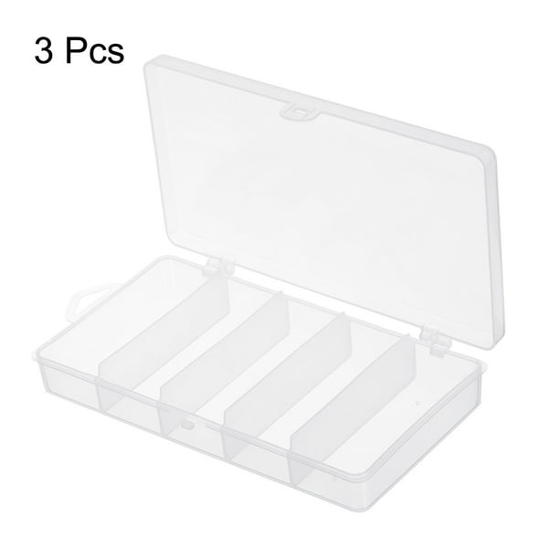 Unique Bargains Fishing Tackle Box, 3 Pack 6.9 X 3.5 X 1.1 Inch Plastic 5 Grids Lure Bait Hooks Accessory Organizer Storage Container, Clear Clear 6.9