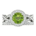 thumbnail image 2 of Clara Pucci 18K White Gold 1.795 Natural Peridot Engraveable Engagement Ring + Wedding Band Set, 2 of 7
