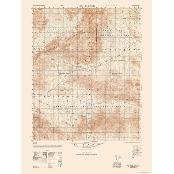 Topographical Map - Leach Lake Sheet - US Army 1948 - Vintage Wall Art