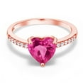 thumbnail image 2 of Gem Stone King 1.94 Ct Heart Shape Pink Created Sapphire 18K Rose Gold Plated Silver Ring, 2 of 5