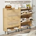 thumbnail image 5 of Bel Ark Rattan Shoe Cabinet with 2 Flip Drawers - Narrow Freestanding Hidden Organizer for Entryway, Hallway, Living Room,Wood, 5 of 9