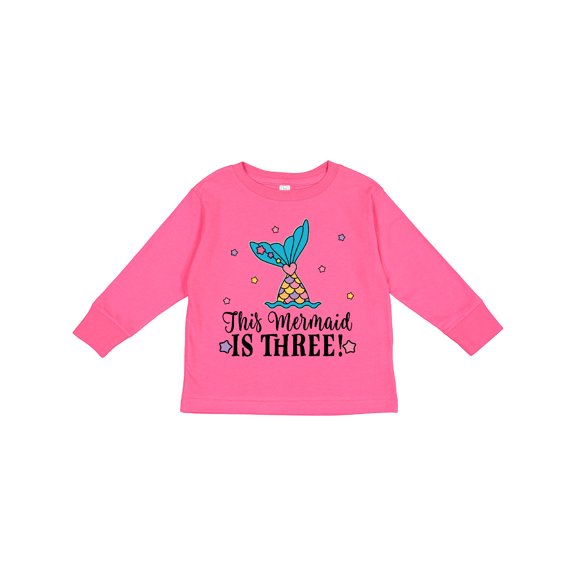 Inktastic 3rd Birthday Mermaid Tail Girls Party Girls Long Sleeve Toddler T-Shirt