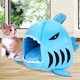 thumbnail image 2 of Shark Cat House Cama extraíble lavable para todas las estaciones con forma de tiburón para mascotas, gatitos y perros, color azul, 2 of 5