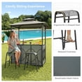 thumbnail image 5 of Costway 3 PCS Patio Bar Set with Tempered Glass Bar Table Metal Storage Shelves for Garden Grey, 5 of 10