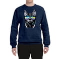 thumbnail image 2 of DJ Kitty Cat with Headphones | Mens Cat Lover Crewneck Graphic Sweatshirt, Vintage Heather Navy, Medium, 2 of 3