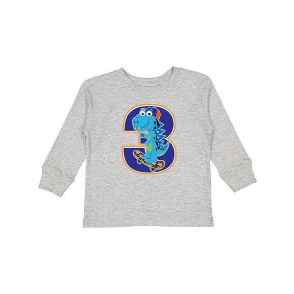 Inktastic 3rd Birthday Dinosaur Boy 3 Year Old Boys Long Sleeve Toddler T-Shirt