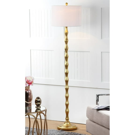 SAFAVIEH Aurelia 63.5 in. H Floor Lamp, Antique Gold/Off-White Shade