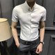 thumbnail image 3 of Camisas y blusas musculosas para hombre, camisetas negras a rayas de manga corta para hombre con cuello, estéticas, normales, elegantes, de algodón y seda, 3 of 5