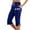 Dark Blue, variant on Bibifish Womens Graphic Capri Joggers "California " Print Elastic Waist Knee Length Side Slit Relaxed Fit Casual City Strolls Nostalgic Capri Joggers