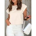 thumbnail image 7 of Womens Short Sleeve Cropped T-shirts Summer Rolled Dolman Sleeve Crop Tops Casual Round Neck Solid Short Basic Tees, 7 of 7
