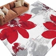 thumbnail image 2 of Red Spring Floral Area Rug 6x9 FT, Non Slip Living Room Throw Carpet, Summer Flowers Botanical Washable Soft Large Floor Carpet Non-Shedding Rug for Bedroom Dining Room Play Room, 2 of 9