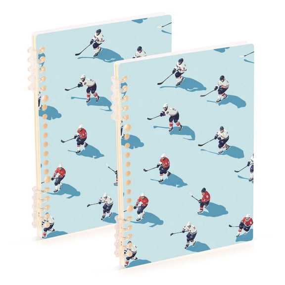 FORMRS 1-Subject Spiral Notebook 8" x 5" College Ruled 60 Refillable Sheet, 2 Pack, Blue Ice Hockey