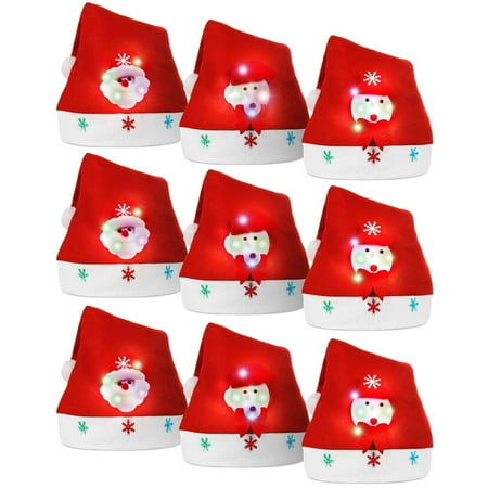 Illuminate Party Fun 9 Pcs LED Light Up Claus Bear Hats for Kids and Adults Non Woven Holiday Props in 3 Styles Perfect for Festive Celebrations and Gatherings Walmart