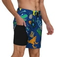 thumbnail image 2 of Kdxio Dinosaur In Space Print Mens Swim Shorts with Mesh Lining, Breathable and Quick-Drying, Adjustable Waist, Privacy Pocket-Small, 2 of 6