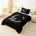 thumbnail image 2 of Erosebridal Black White Bow Letter C Twin Comforter Sets for Girls, Grid Ribbon Letter Bedding Set, Black Reversible, 2-Piece, 2 of 6