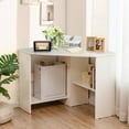 thumbnail image 3 of Ginatex Corner Computer Desk, Space-saving Triangular Writing Desk, Multi-functional Console Table for Small Space in Home Office, White, 3 of 8