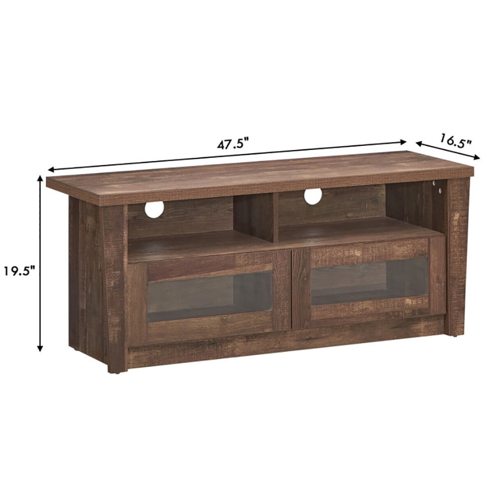 Finihen TV Stand, TV Cabinet, Wooden TV Stand with 2 Open Shelves and 2 Door Cabinets, Media Entertainment Center with Storage, for Living Room, Bedroom, Brown