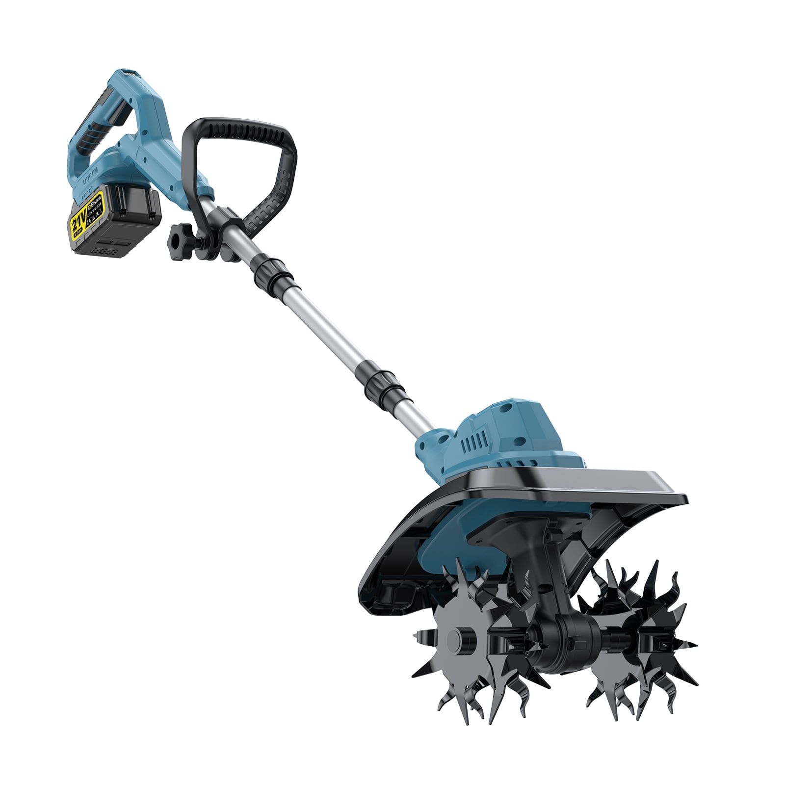 Gisam Cordless Tiller Cultivator, Electric Rototiller with 2x4.0Ah Battery and Charger, 9-inch Width 8.3-Inch Depth, Adjustable Foldable Handle, LED Power Display for Garden Soil Cultivation