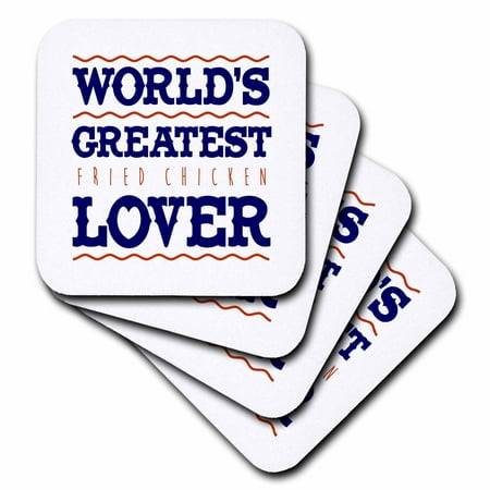 3dRose Fried Chicken- Worlds Greatest Fried Chicken Lover - Soft Coasters, set of (Best Fried Chicken In The World)