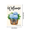 thumbnail image 4 of Jbralid Welcome Blue Hydrangea In Basket With Checkered Bow Linen Garden Flag For Spring Summer Home Outdoor Garden Yard Door Decor 12x18 inch, 4 of 5
