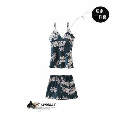 

PIKADINGNIS Pajamas Suit Satin Women Sexy Top&Shorts Silky Nightwear 2PCS SleepSet Lace Pyjamas Intimate Lingerie Home Cloth Bathrobe Pijama