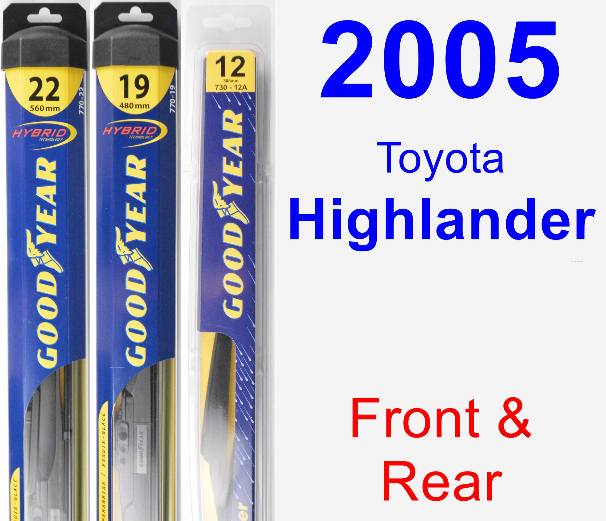 2005 Toyota Highlander Wiper Blade Set/Kit (Front & Rear) (3 Blades) - Rear - Walmart.com 2002 Toyota Sequoia Rear Wiper Blade Size