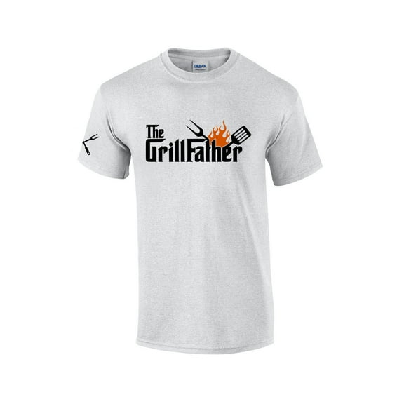 The Grillfather Dad Grandpa Funny Grillin Men's Short Sleeve Fathers Day T-shirt Graphic Tee-Ash Grey-medium