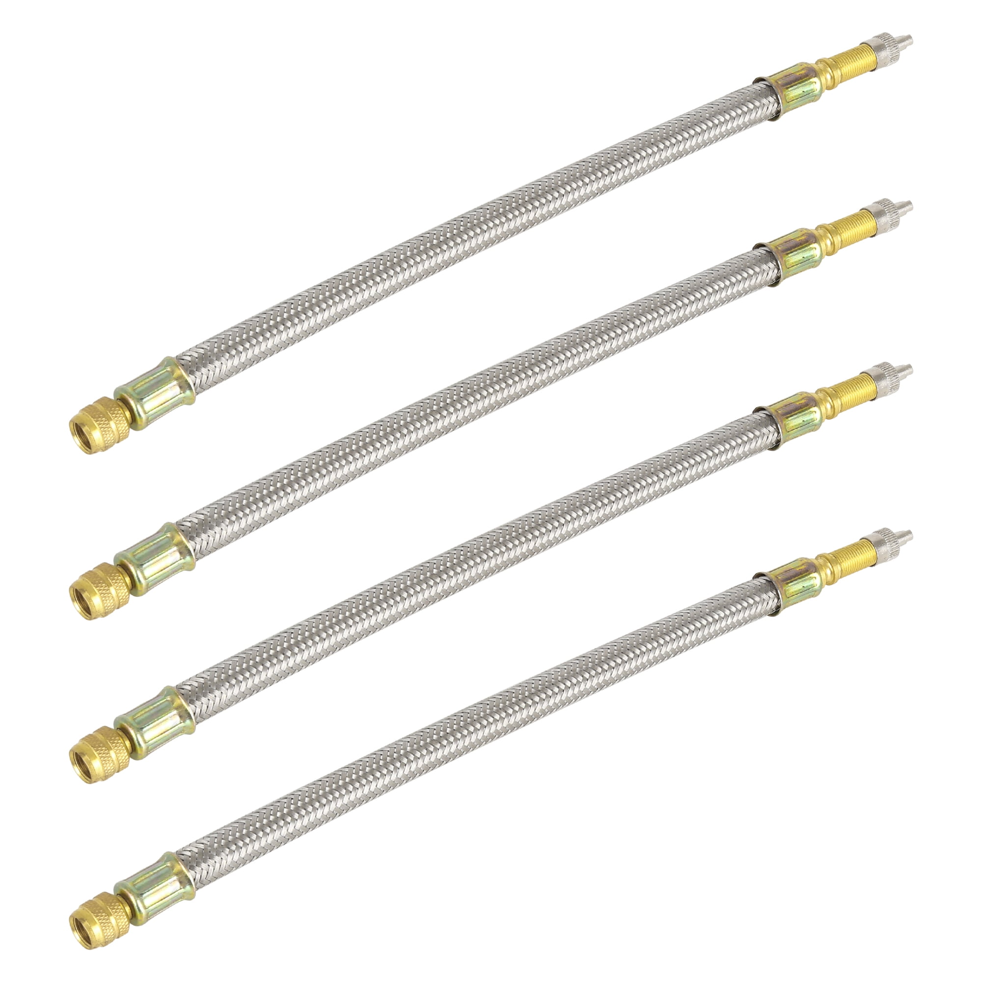 4pcs 10.23'' Length Flexible Metal Braided Tire Valve Extension Adapter for Car Motorcycle
