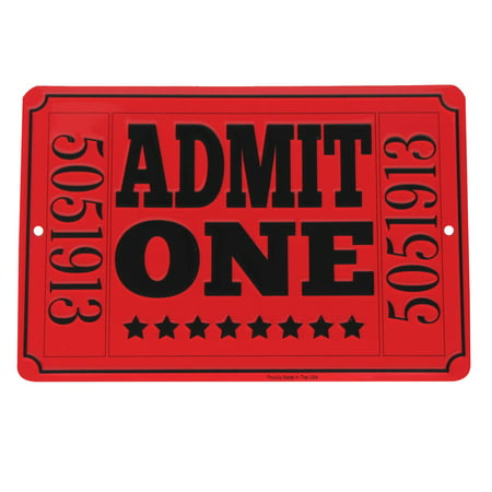 Admit One Red Movie Theatre Ticket Metal Sign Home Theater Man Cave Wall (Best Man Cave Ever)