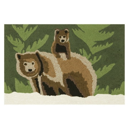 Trans-Ocean Rug Frontporch Bear Family Green Indoor/Outdoor Area (Best Area Rugs For Family Room)