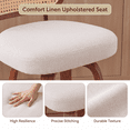 thumbnail image 3 of iooHug 26 Inch Counter Height Bar Stools Set of 2, Swivel Kitchen Island Chairs with Rattan Cane Back, Linen Upholstered Seat, Walnut Wood Legs, 3 of 9