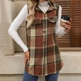 thumbnail image 5 of GEWSEY Sleeveless Shakcets for Women 2025 Fall Long Plaid Vest Tweed Blazer Jacket Casual Checkered Vest Button Down Cardigan (Orange, S), 5 of 9
