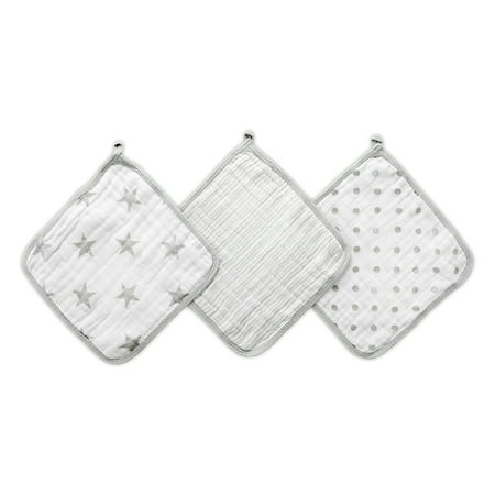 UPC: 0842332114952 | Aden + Anais Essentials Classic Washcloth Set 100% Cotton Muslin 3-Pack Unisex Dusty