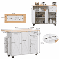 thumbnail image 3 of Vicluke 50.4 Inch Rubberwood Kitchen Rolling Cart with Drop Leaf and Power Outlet,  3 Spice Racks, White, 3 of 7