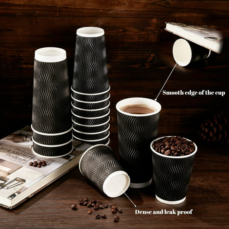 We Can Source It Ltd – 12oz Disposable Black Ripple Paper Cups