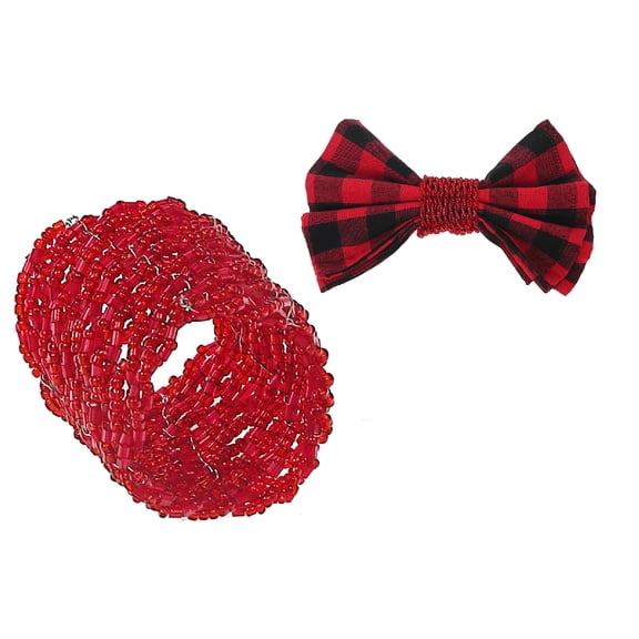Maison Concepts Christmas Beaded Napkin Ring Red - Set of 8 (2L X 2W X 2H)