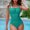 Sky Blue, variant on ZZwxWA Women One Piece Swimsuits Solid Push up Belly Control Bathing Suits Neck Slimming Swimwear