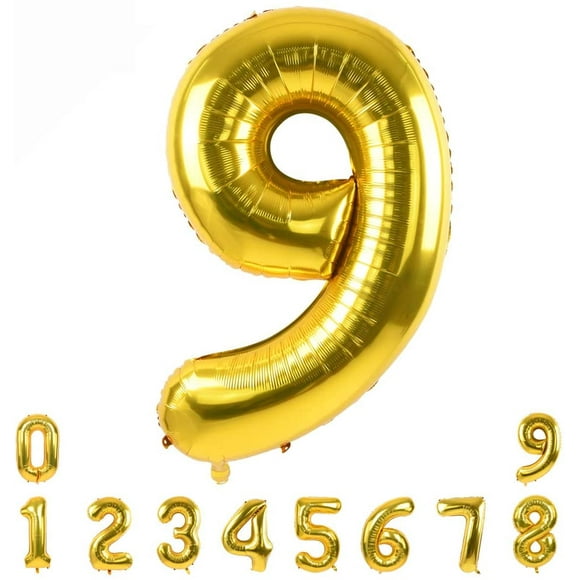 40 Inch Gold Large Numbers Balloons0-9,Number 9 Digit Helium Balloons,Foil Mylar Big Number Balloons for Birthday Party Supplies Decorations