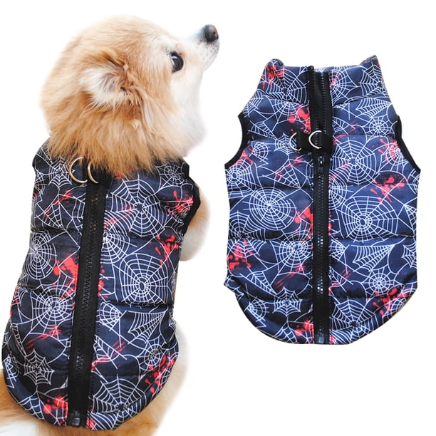 Ropa para perros Mascota Otoño e invierno Chaqueta gruesa de algodón Abrigo con patrón de araña MFZFUKR xs