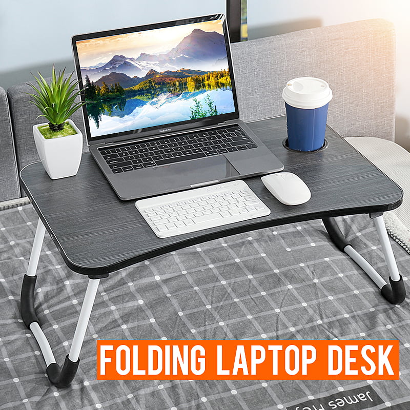 Laptop Desk Bed Tray-Left Right Hand Mouse Pad- Adjustable Fan Desktop Lap Desk Portable Laptop Table Stand with Cup Holder Reading for Bed/Couch/Sofa Working Eating 