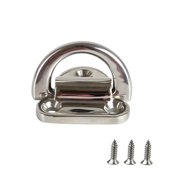 Stainless Steel 316 D - Ring Dock Cleat Boat Fitting, Marine Yacht Rope Anchor Ring With 4.2*19 Screws, 1 Ring   3 Screws, Boat Rope Tie Down Ring For Yacht, Marine, Dock, Kayak,