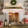 thumbnail image 6 of Pink Snowman Christmas Fireplace Mantle Scarf, Pink Striped Yellow Snowflake Mantel Cover Table Runner for Home Living Room Door Window, Indoor Outdoor Holiday Party Decor 17" x 90", 6 of 8