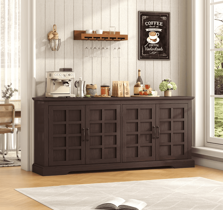 T4TREAM Farmhouse Credenza Kitchen Cupboard, 66'' Wide Buffet