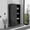 Black 6, variant on Freestanding 3 Door Closet System with Hanging Rod and Shelves, Manufactured Wood Bedroom Storage for Clothes and Linens, 15.8D x 23.6W x 66.9H, Brown Oak