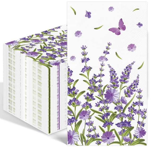 Servilletas de papel IANFEPH Lavender Floral, 3 capas, 100 unidades