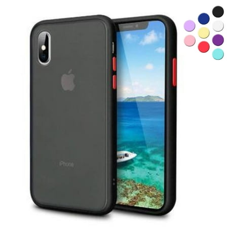 Shockproof Matte Case Compatible for iPhone Xs/X with Soft TPU Bumper Slim Phone Case Compatible for iPhone Xs/X, Black