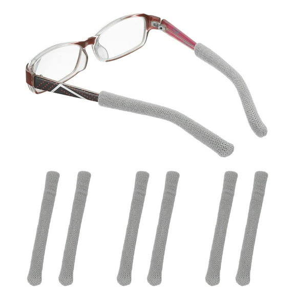 Uxcell Glasses Ear Cushion 2.95 In, 3 Pairs Soft Ear Grippers Knitting Cotton Glasses Non-Slip Comfortable Elastic Eyeglasses Arm Cushions Temple Tips, Gray