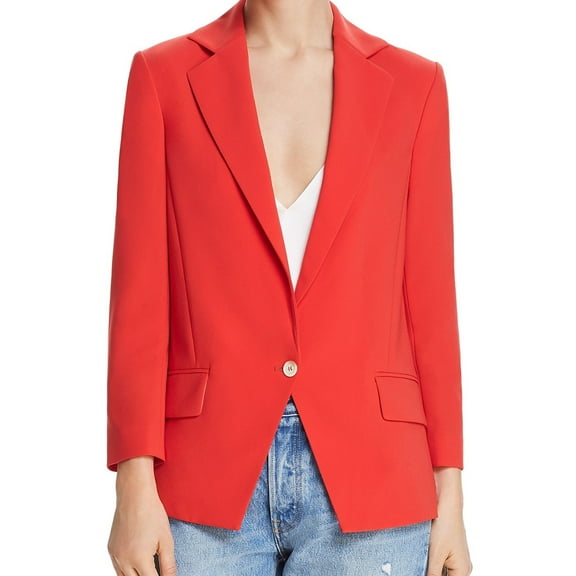 Dylan Gray Womens Faux Pocket One Button Blazer Jacket, Red, 8
